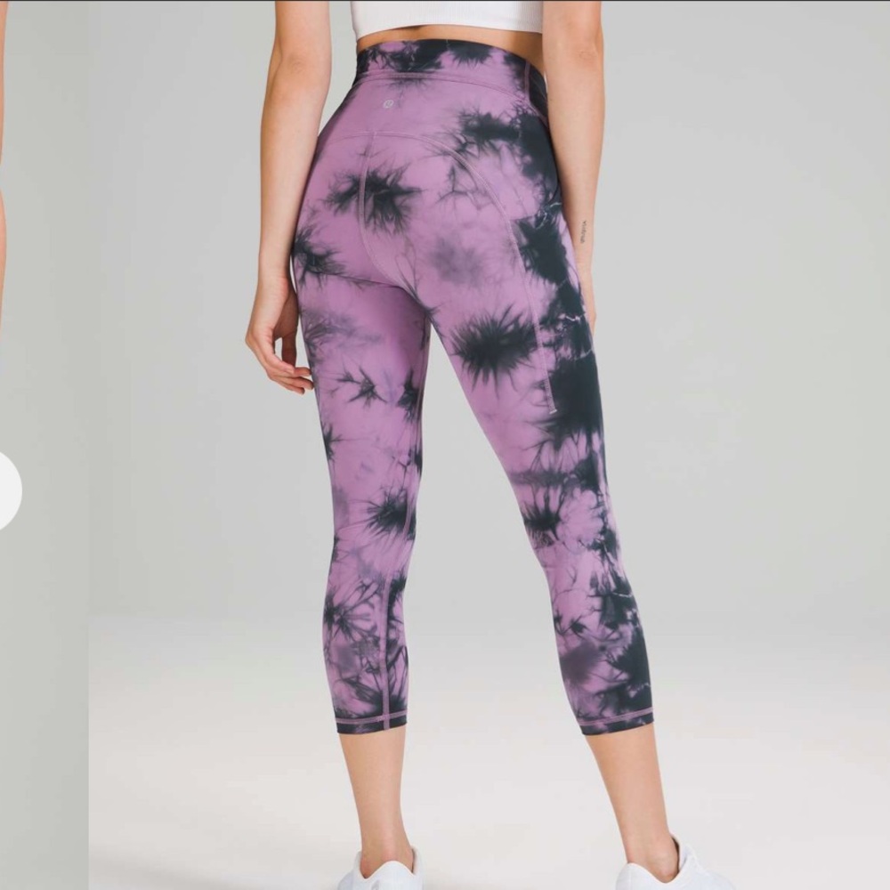 Lululemon Power Thru High Rise Altered to Biker Shorts Tie Dye Wisteria Purple - Picture 13 of 13